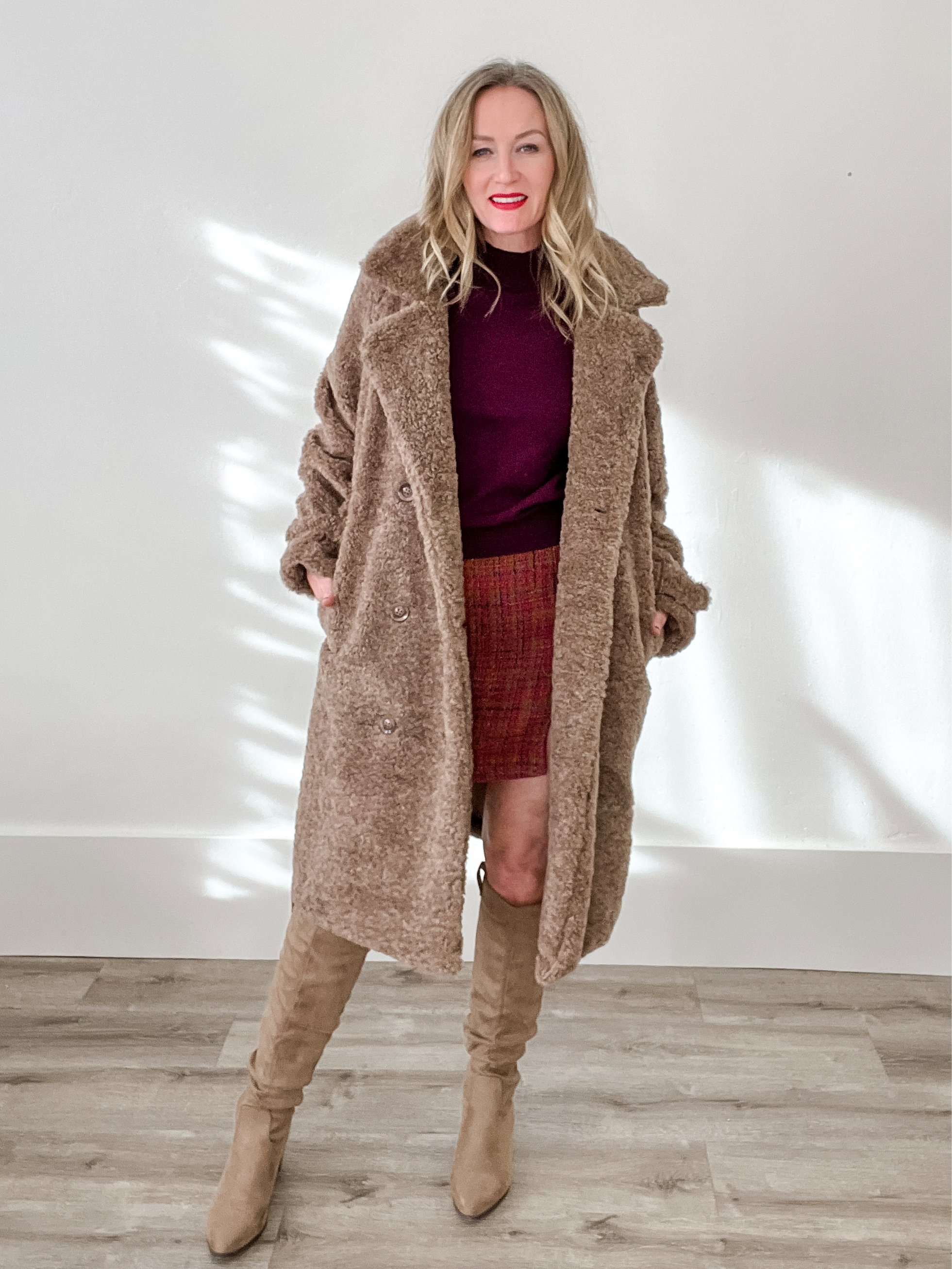 Shearling Long Coat-Coats & Jackets- Hometown Style HTS, women's in store and online boutique located in Ingersoll, Ontario