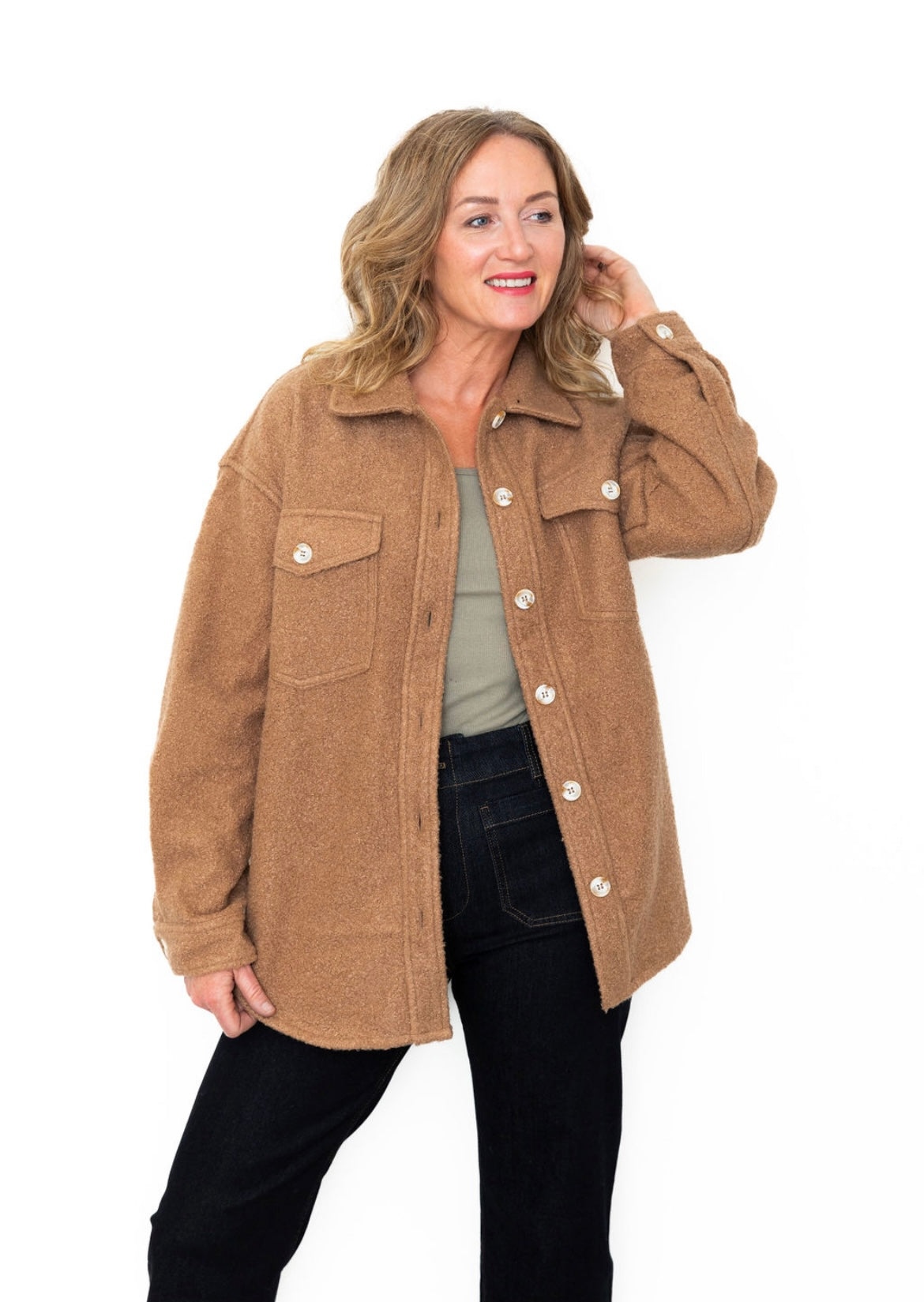 Fleece Shacket - Mocha-Coats & Jackets- Hometown Style HTS, women's in store and online boutique located in Ingersoll, Ontario