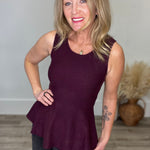 Sleeveless Peplum Sweater Top - Purple-tops- Hometown Style HTS, women's in store and online boutique located in Ingersoll, Ontario