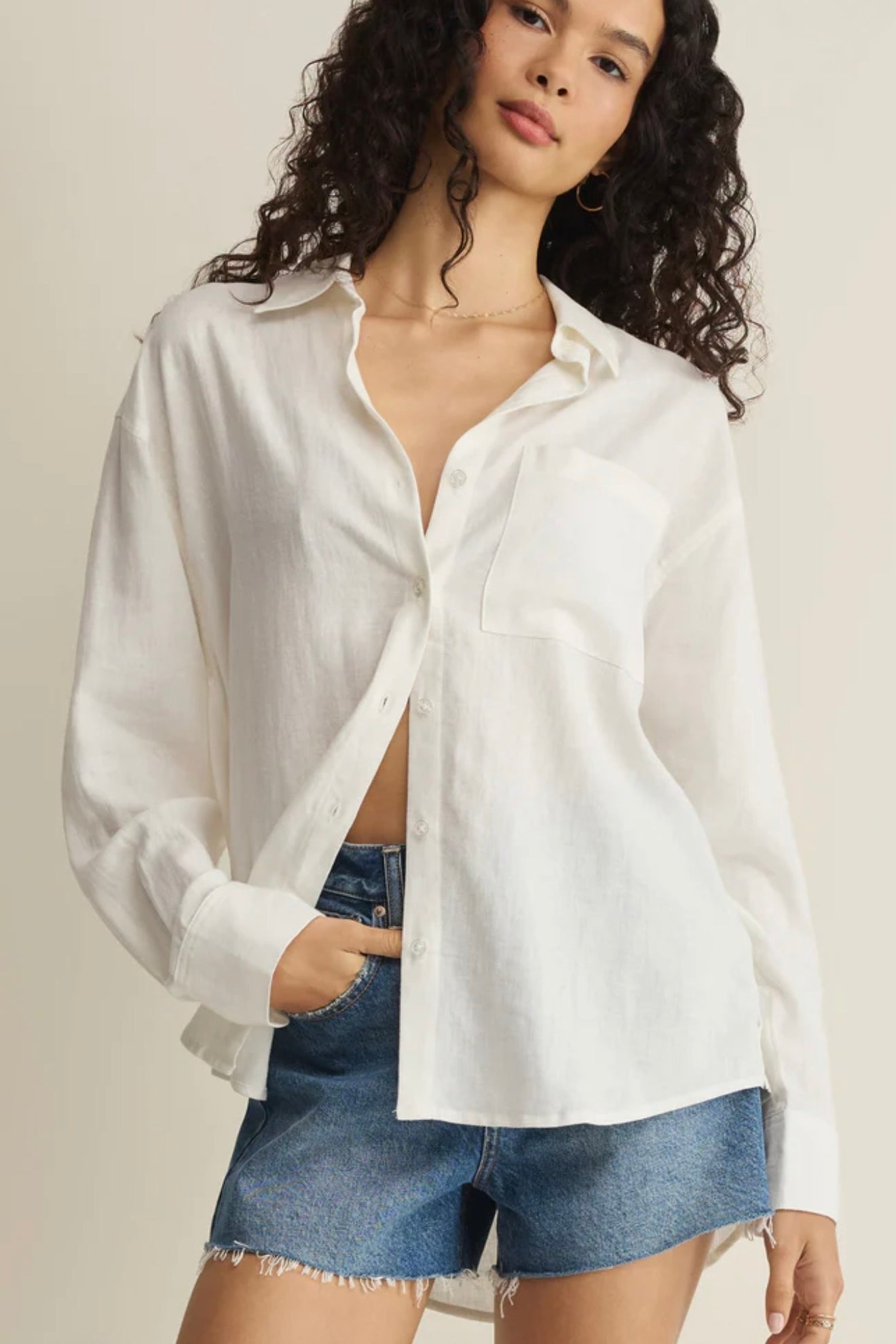 THE PERFECT BUTTON UP-Casual Tops- Hometown Style HTS, women's in store and online boutique located in Ingersoll, Ontario