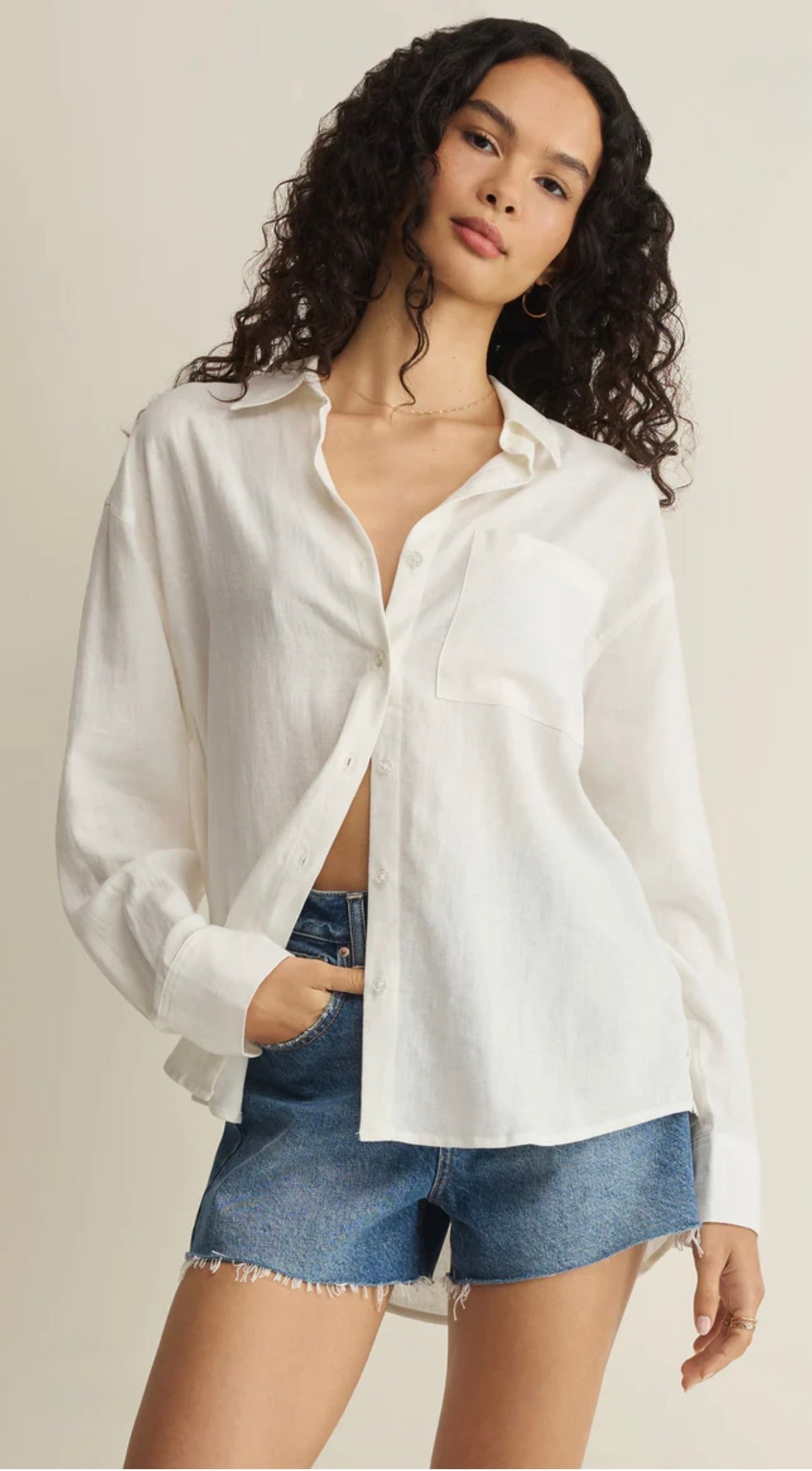 THE PERFECT BUTTON UP-Casual Tops- Hometown Style HTS, women's in store and online boutique located in Ingersoll, Ontario