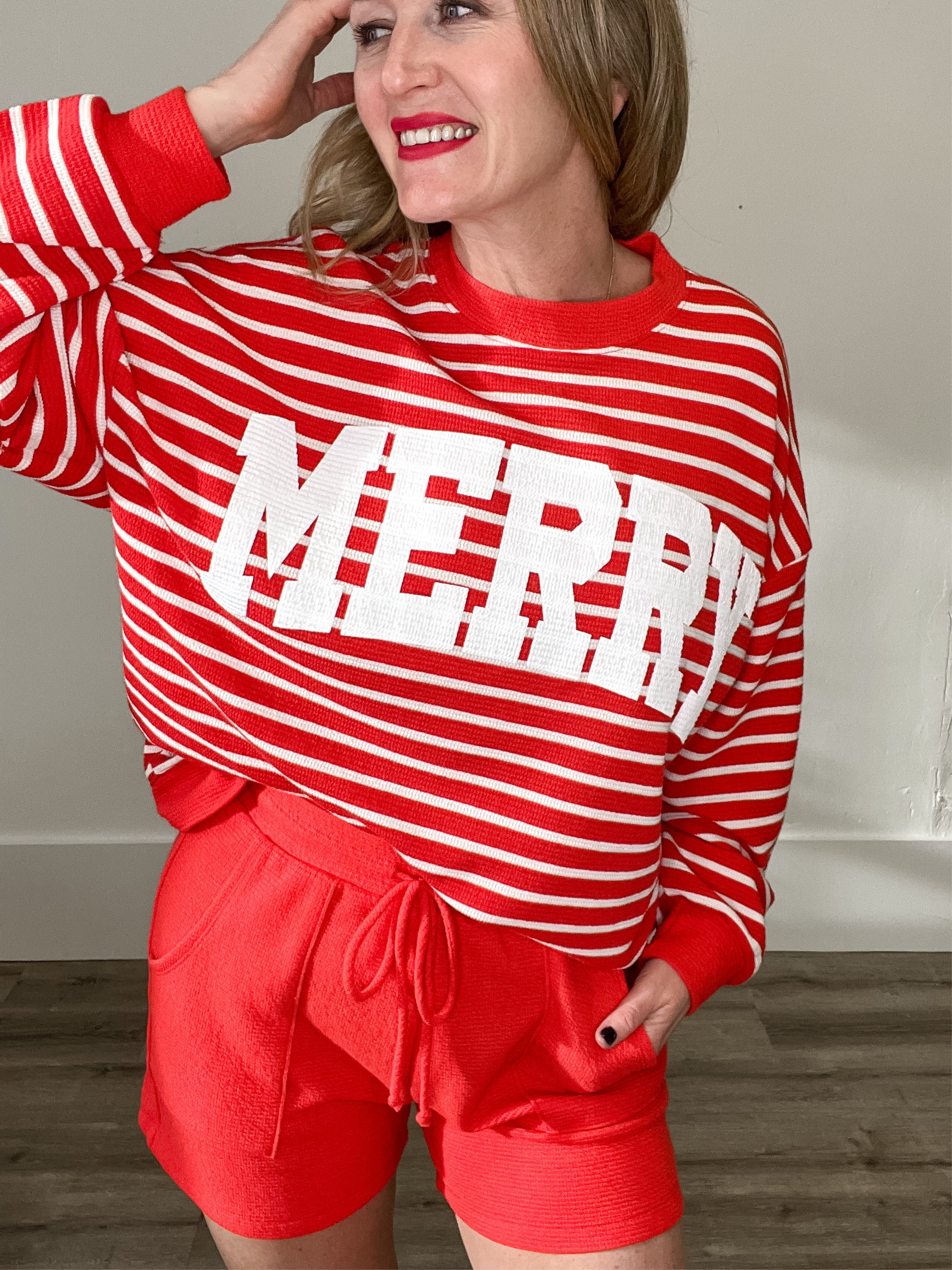 "Merry" Stripe Lounge Set-set- Hometown Style HTS, women's in store and online boutique located in Ingersoll, Ontario