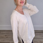 Modern Weekender V Neck - Light Oatmeal-Sweater- Hometown Style HTS, women's in store and online boutique located in Ingersoll, Ontario