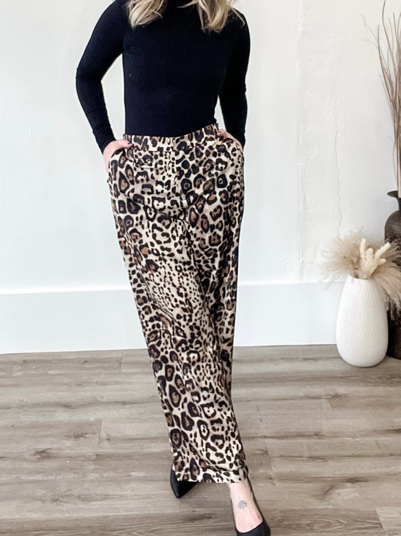 Animal Print Satin Pants-Pants- Hometown Style HTS, women's in store and online boutique located in Ingersoll, Ontario