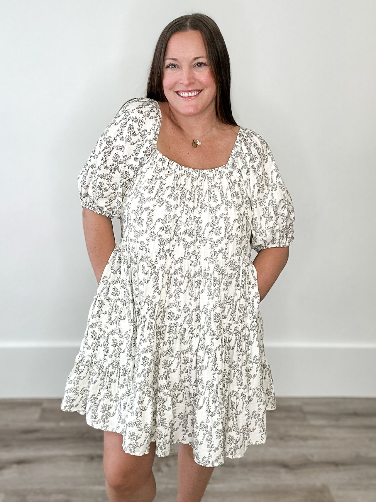 Floral Tiered Puff Sleeve Mini Dress-dress- Hometown Style HTS, women's in store and online boutique located in Ingersoll, Ontario