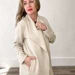 Drape Open Front Coat Jacket - Oatmeal-Coats & Jackets- Hometown Style HTS, women's in store and online boutique located in Ingersoll, Ontario