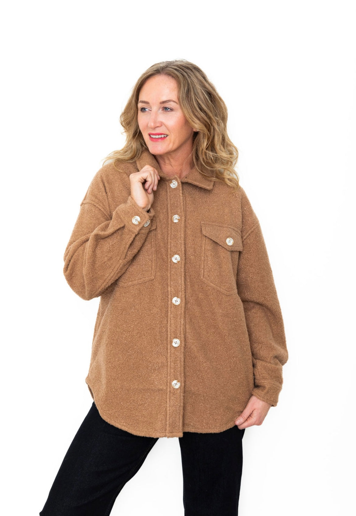 Fleece Shacket - Mocha-Coats & Jackets- Hometown Style HTS, women's in store and online boutique located in Ingersoll, Ontario