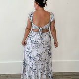Floral Textured Open Back Tie Maxi Dress-Dress- Hometown Style HTS, women's in store and online boutique located in Ingersoll, Ontario