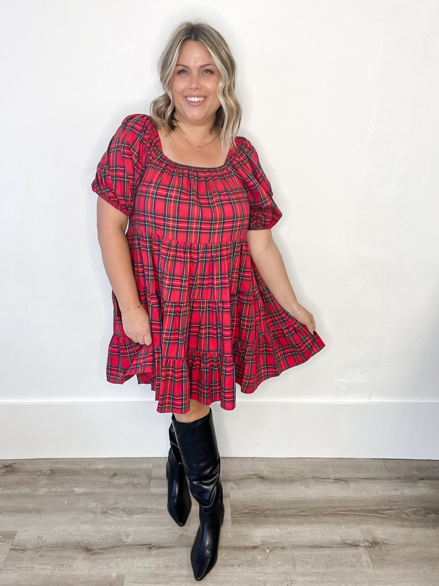 Holiday Dress - Red-Special Occasion Dresses- Hometown Style HTS, women's in store and online boutique located in Ingersoll, Ontario