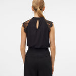 VMMILLA SL LACE TEE-Blouses- Hometown Style HTS, women's in store and online boutique located in Ingersoll, Ontario