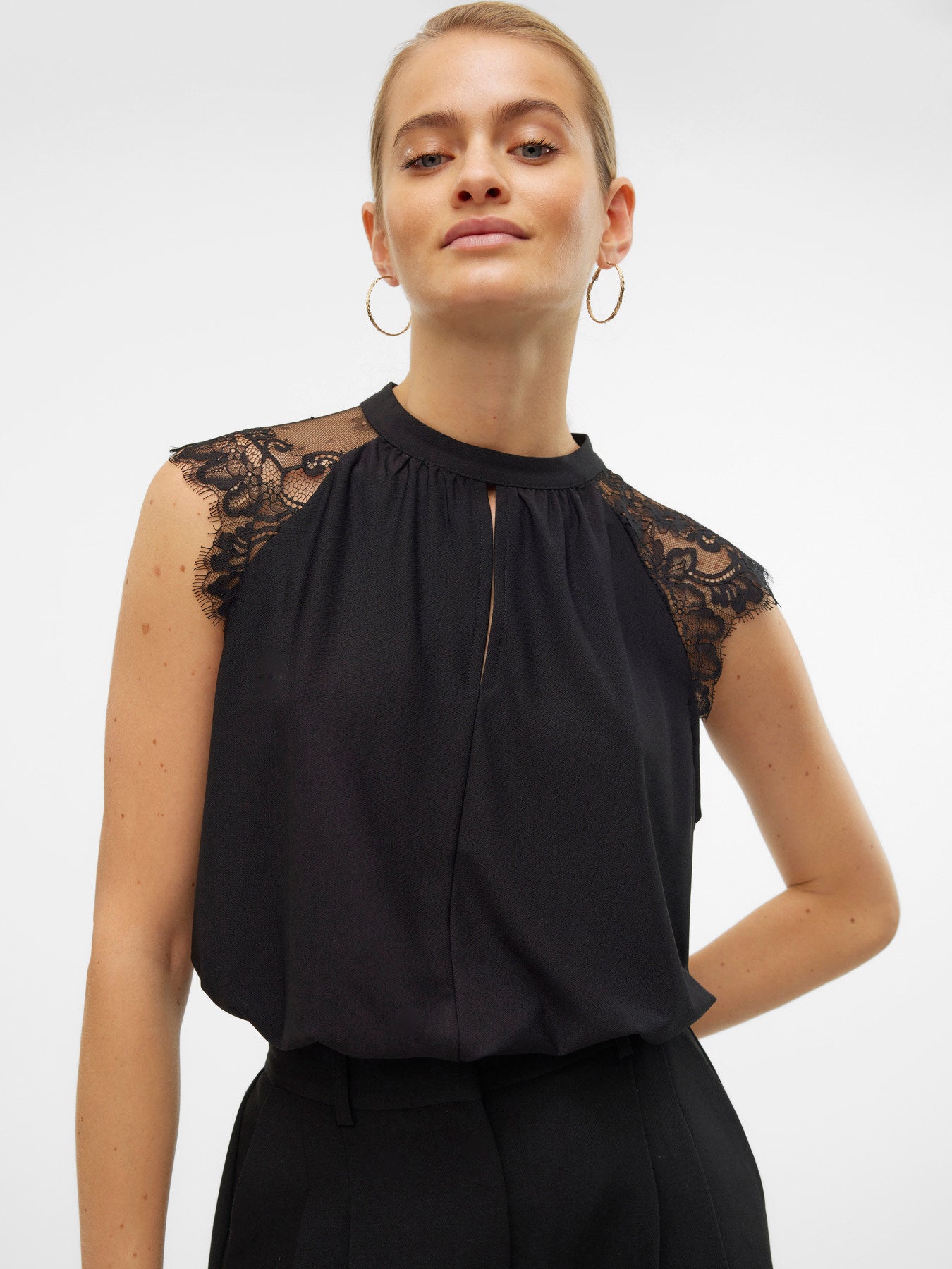 VMMILLA SL LACE TEE-Blouses- Hometown Style HTS, women's in store and online boutique located in Ingersoll, Ontario