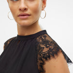 VMMILLA SL LACE TEE-Blouses- Hometown Style HTS, women's in store and online boutique located in Ingersoll, Ontario