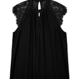 VMMILLA SL LACE TEE-Blouses- Hometown Style HTS, women's in store and online boutique located in Ingersoll, Ontario