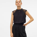 VMMILLA SL LACE TEE-Blouses- Hometown Style HTS, women's in store and online boutique located in Ingersoll, Ontario