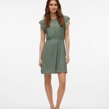VMTASSA SL FRILL SHORT DRESS-Casual Dresses- Hometown Style HTS, women's in store and online boutique located in Ingersoll, Ontario
