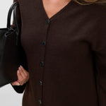 AWNINNA LS V-NECK 7/8 KNIT DRESS - Chocolate Torte-Casual Dresses- Hometown Style HTS, women's in store and online boutique located in Ingersoll, Ontario