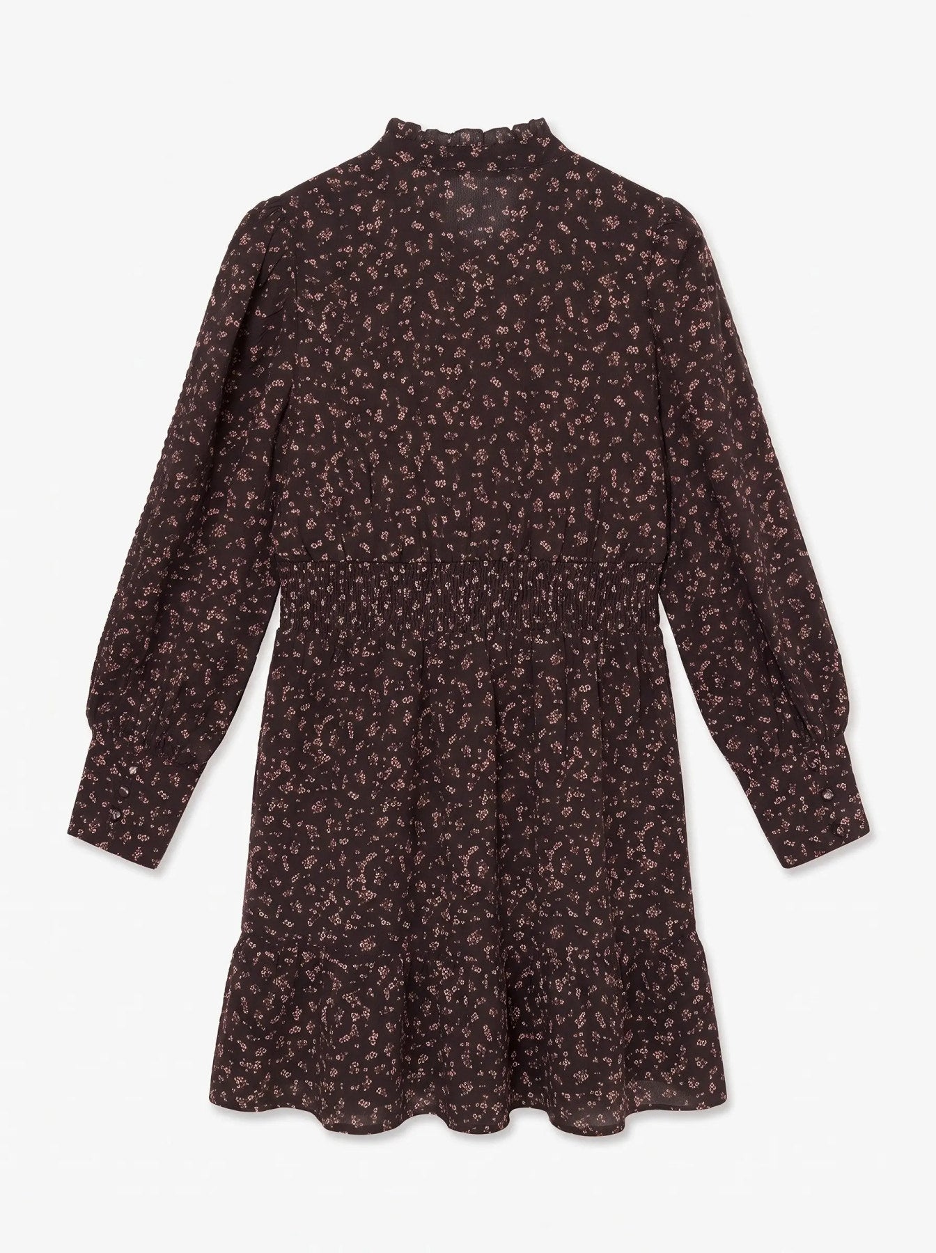 AWNOELLE LS HIGH NECK SHORT DRESS - Chocolate/Pink-Casual Dresses- Hometown Style HTS, women's in store and online boutique located in Ingersoll, Ontario