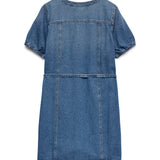 VMJANET SS V-NECK SHORT DENIM DRESS-Casual Dresses- Hometown Style HTS, women's in store and online boutique located in Ingersoll, Ontario