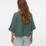 VMLefile 3/4 O-Neck Pullover - Balsam Green-Casual Tops- Hometown Style HTS, women's in store and online boutique located in Ingersoll, Ontario