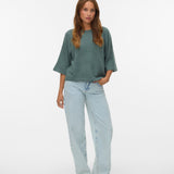 VMLefile 3/4 O-Neck Pullover - Balsam Green-Casual Tops- Hometown Style HTS, women's in store and online boutique located in Ingersoll, Ontario