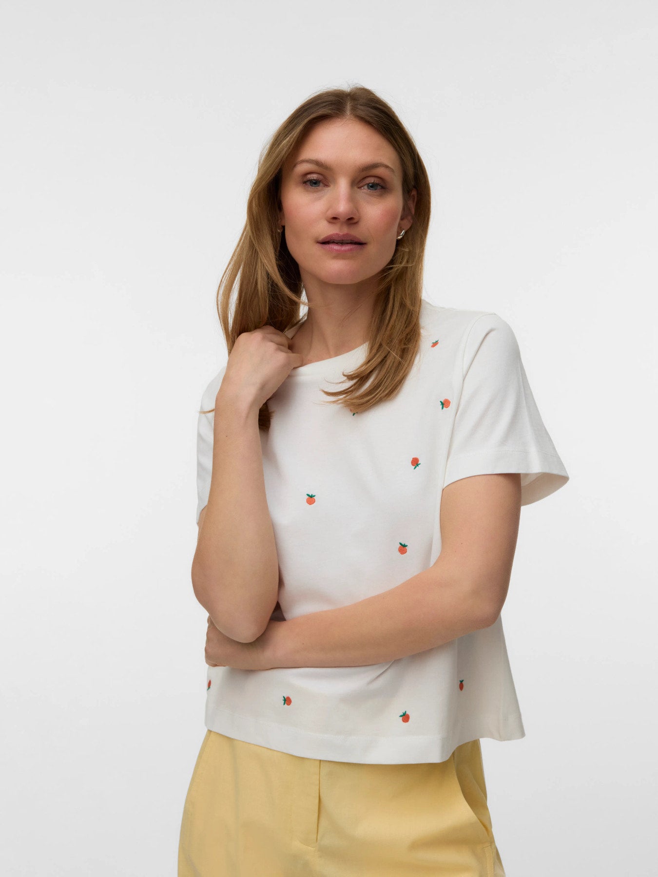 VMSola Mette SS Top - White Peach-Casual Tops- Hometown Style HTS, women's in store and online boutique located in Ingersoll, Ontario