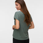 VMLydia CS V Neck Top - Laural Wreath-Casual Tops- Hometown Style HTS, women's in store and online boutique located in Ingersoll, Ontario