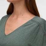 VMLydia CS V Neck Top - Laural Wreath-Casual Tops- Hometown Style HTS, women's in store and online boutique located in Ingersoll, Ontario
