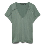 VMLydia CS V Neck Top - Laural Wreath-Casual Tops- Hometown Style HTS, women's in store and online boutique located in Ingersoll, Ontario