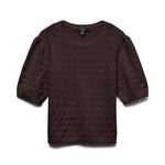 VMDOFFY STITCH 2/4 O-NECK PULLOVER - Chocolate Torte-Sweaters and Cardigans- Hometown Style HTS, women's in store and online boutique located in Ingersoll, Ontario