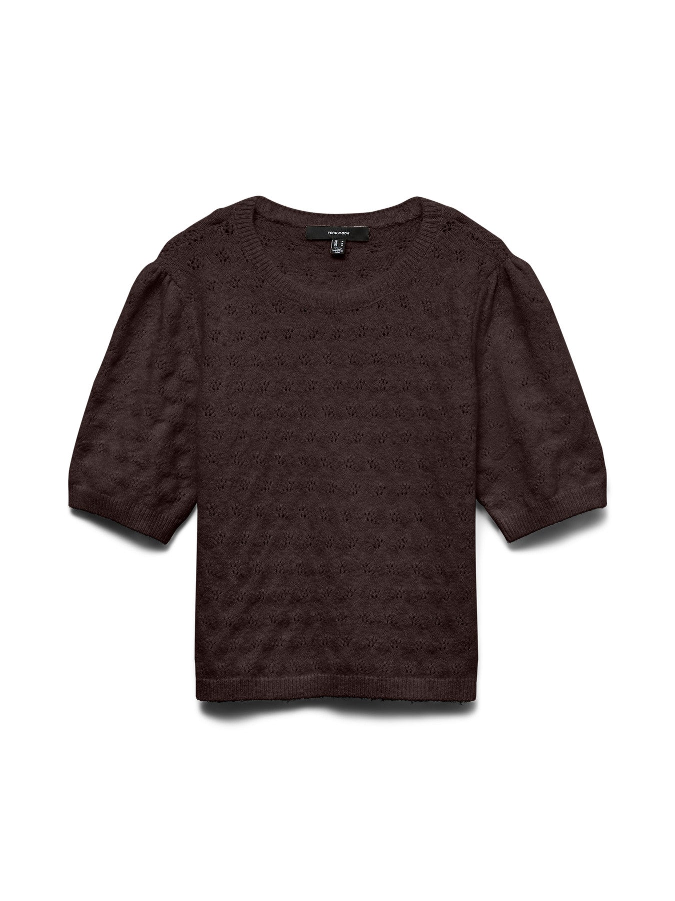 VMDOFFY STITCH 2/4 O-NECK PULLOVER - Chocolate Torte-Sweaters and Cardigans- Hometown Style HTS, women's in store and online boutique located in Ingersoll, Ontario