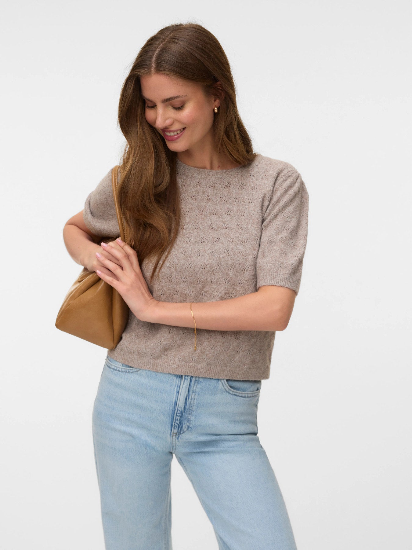 VMDOFFY STITCH 2/4 O-NECK PULLOVER - Moonrock-Sweaters and Cardigans- Hometown Style HTS, women's in store and online boutique located in Ingersoll, Ontario