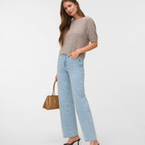 VMDOFFY STITCH 2/4 O-NECK PULLOVER - Moonrock-Sweaters and Cardigans- Hometown Style HTS, women's in store and online boutique located in Ingersoll, Ontario