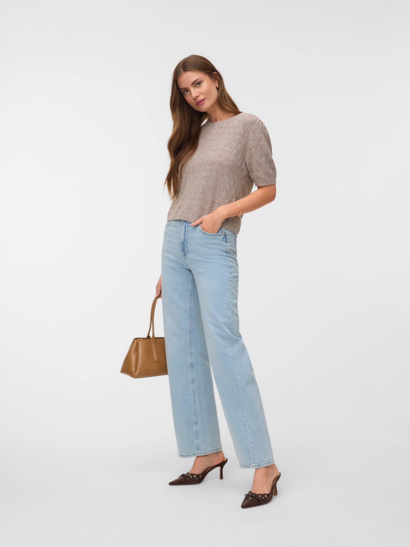 VMDOFFY STITCH 2/4 O-NECK PULLOVER - Moonrock-Sweaters and Cardigans- Hometown Style HTS, women's in store and online boutique located in Ingersoll, Ontario