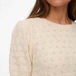 VMDOFFY STITCH 2/4 O-NECK PULLOVER - Birch-Sweaters and Cardigans- Hometown Style HTS, women's in store and online boutique located in Ingersoll, Ontario