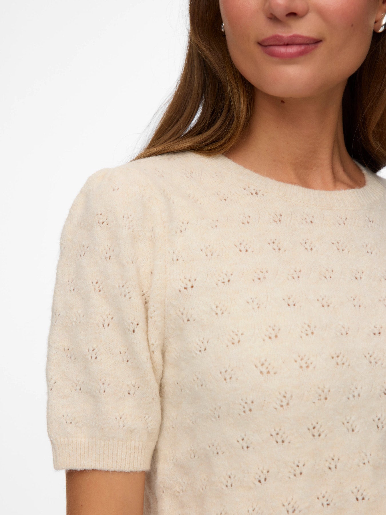 VMDOFFY STITCH 2/4 O-NECK PULLOVER - Birch-Sweaters and Cardigans- Hometown Style HTS, women's in store and online boutique located in Ingersoll, Ontario