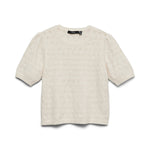 VMDOFFY STITCH 2/4 O-NECK PULLOVER - Birch-Sweaters and Cardigans- Hometown Style HTS, women's in store and online boutique located in Ingersoll, Ontario