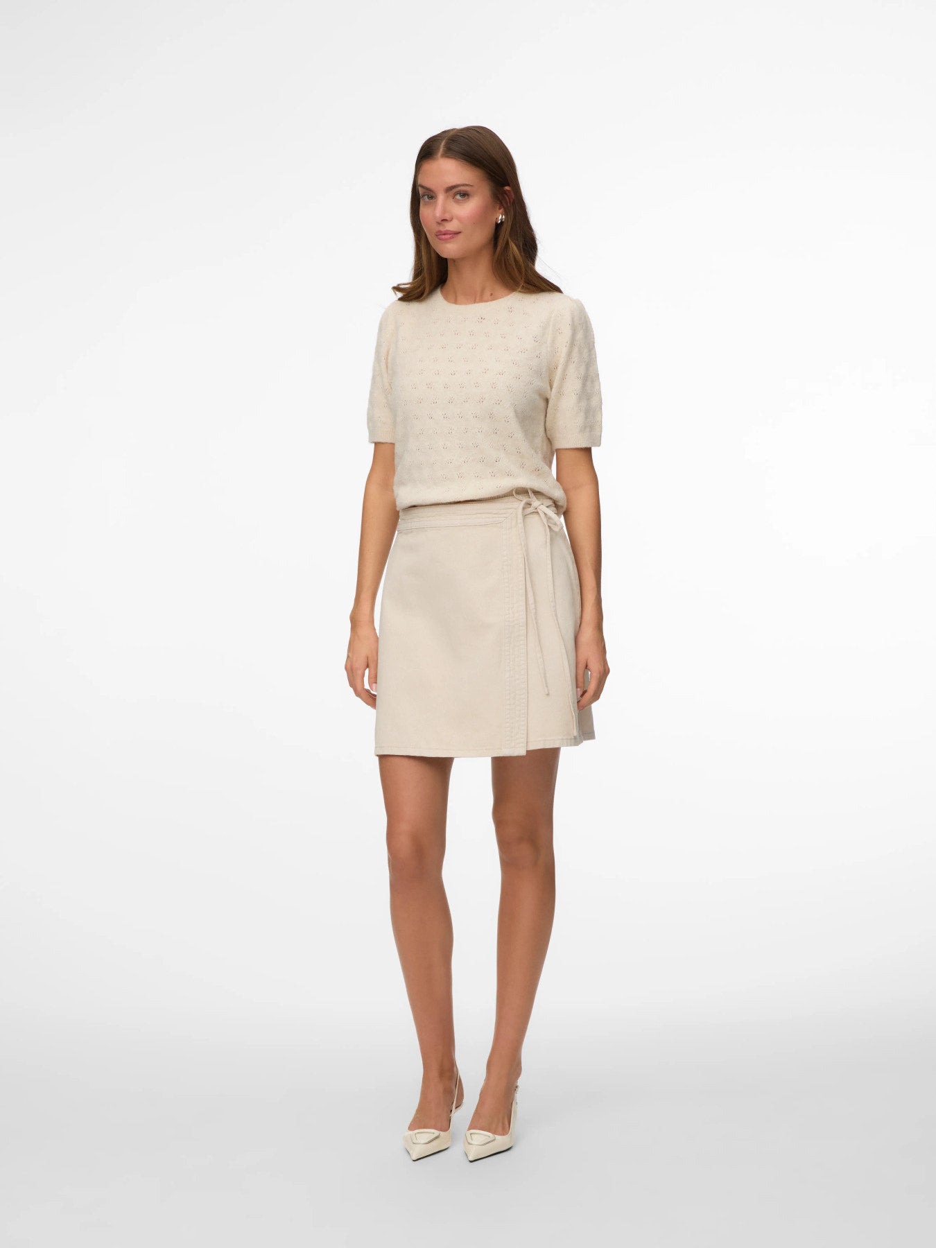 VMDOFFY STITCH 2/4 O-NECK PULLOVER - Birch-Sweaters and Cardigans- Hometown Style HTS, women's in store and online boutique located in Ingersoll, Ontario