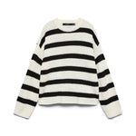 VMlea LS O-Neck Pullover - Cloud/Black-Sweaters and Cardigans- Hometown Style HTS, women's in store and online boutique located in Ingersoll, Ontario