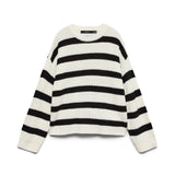 VMlea LS O-Neck Pullover - Cloud/Black-Sweaters and Cardigans- Hometown Style HTS, women's in store and online boutique located in Ingersoll, Ontario