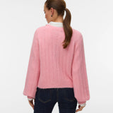 VMSally Long Sleeve V Neck Cardigan - Pink Parfait-Sweaters and Cardigans- Hometown Style HTS, women's in store and online boutique located in Ingersoll, Ontario