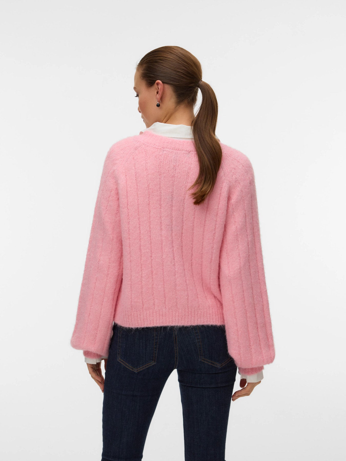 VMSally Long Sleeve V Neck Cardigan - Pink Parfait-Sweaters and Cardigans- Hometown Style HTS, women's in store and online boutique located in Ingersoll, Ontario