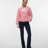 VMSally Long Sleeve V Neck Cardigan - Pink Parfait-Sweaters and Cardigans- Hometown Style HTS, women's in store and online boutique located in Ingersoll, Ontario