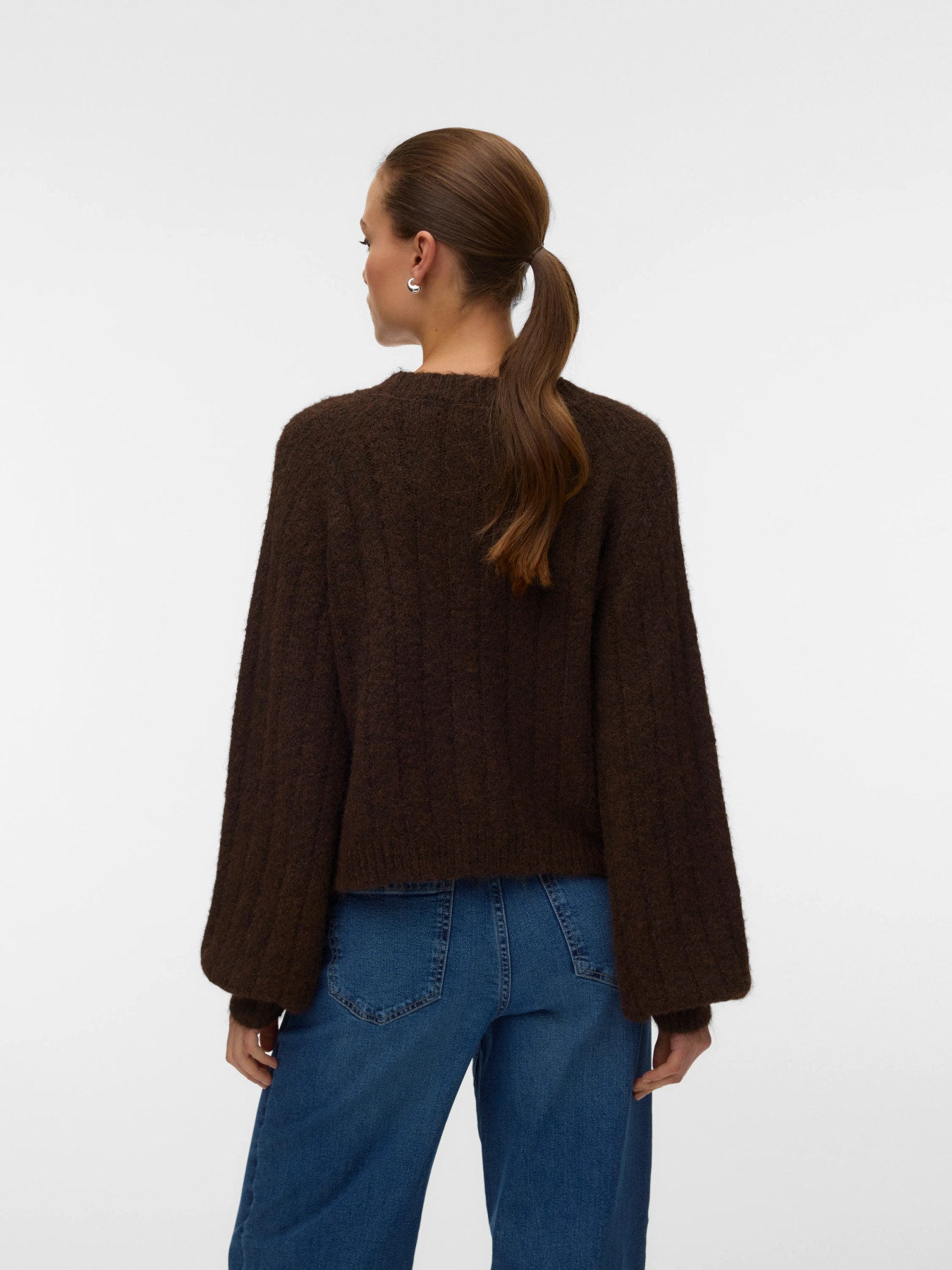 VMSally Long Sleeve V Neck Cardigan - Chocolate Torte-Sweaters and Cardigans- Hometown Style HTS, women's in store and online boutique located in Ingersoll, Ontario