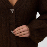 VMSally Long Sleeve V Neck Cardigan - Chocolate Torte-Sweaters and Cardigans- Hometown Style HTS, women's in store and online boutique located in Ingersoll, Ontario