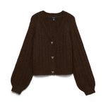 VMSally Long Sleeve V Neck Cardigan - Chocolate Torte-Sweaters and Cardigans- Hometown Style HTS, women's in store and online boutique located in Ingersoll, Ontario