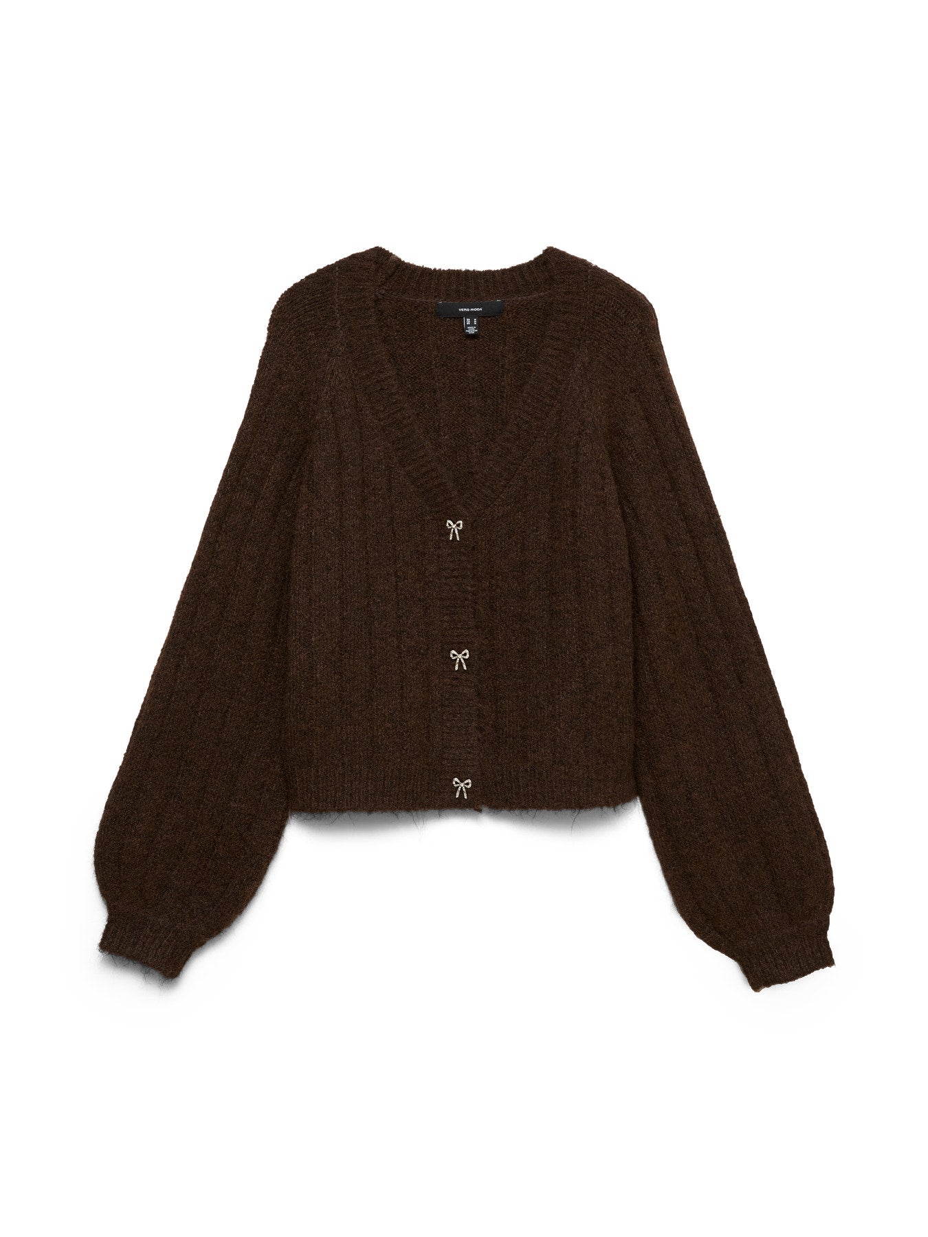 VMSally Long Sleeve V Neck Cardigan - Chocolate Torte-Sweaters and Cardigans- Hometown Style HTS, women's in store and online boutique located in Ingersoll, Ontario