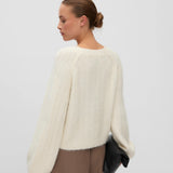 VMSally Long Sleeve V Neck Cardigan - Birch-Sweaters and Cardigans- Hometown Style HTS, women's in store and online boutique located in Ingersoll, Ontario