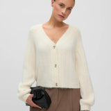 VMSally Long Sleeve V Neck Cardigan - Birch-Sweaters and Cardigans- Hometown Style HTS, women's in store and online boutique located in Ingersoll, Ontario