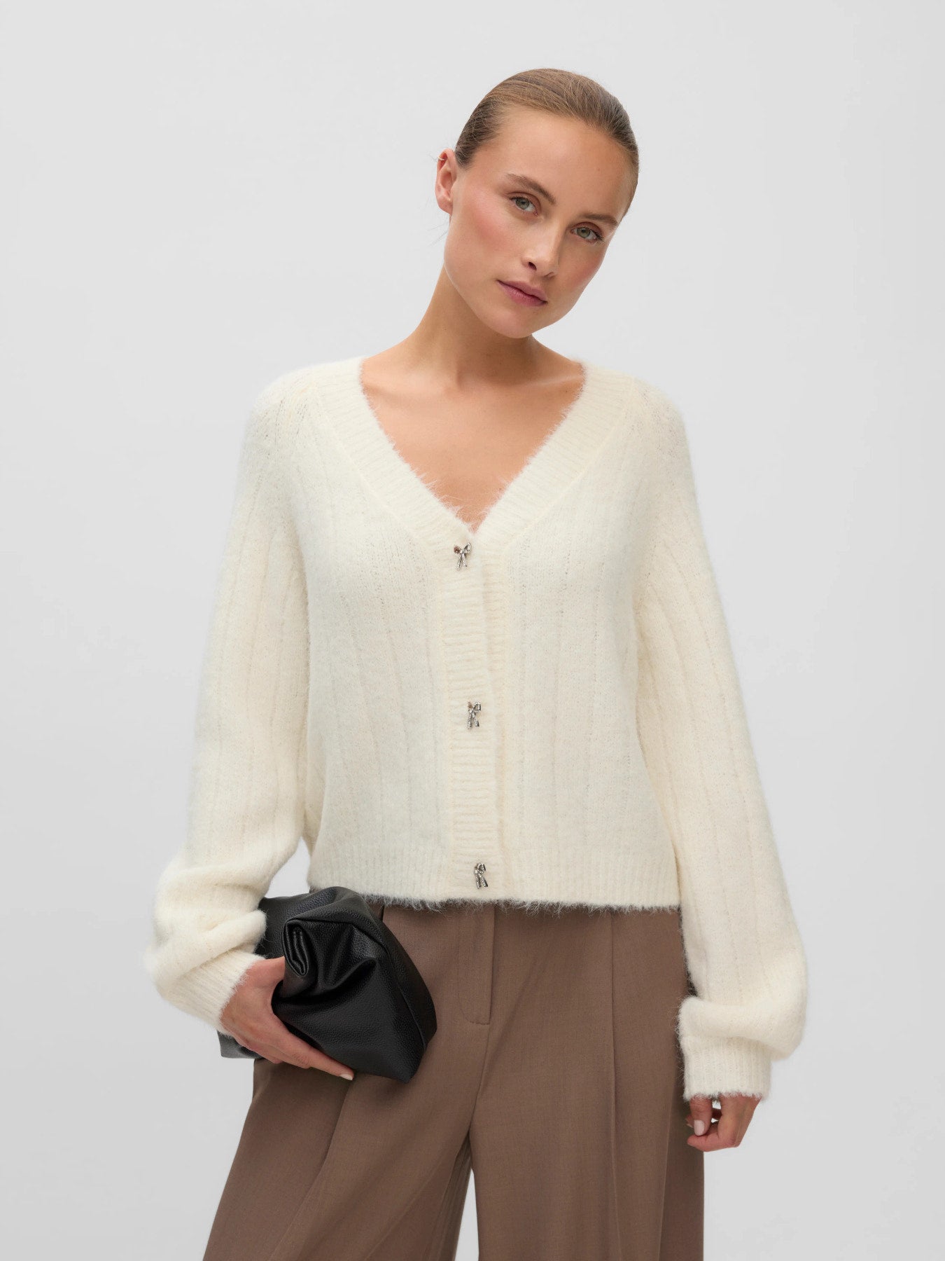 VMSally Long Sleeve V Neck Cardigan - Birch-Sweaters and Cardigans- Hometown Style HTS, women's in store and online boutique located in Ingersoll, Ontario