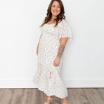 Floral Tiered Midi Dress - Cream & Stone-Dress- Hometown Style HTS, women's in store and online boutique located in Ingersoll, Ontario